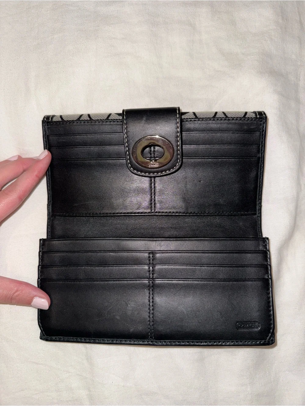 Coach Signature Jacquard Turnlock Wallet